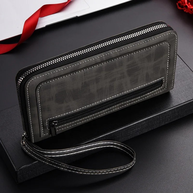 

New Men Long Wallets Vintage Zipper Coin Purse Credit Card Holder Phone Money Purses Simplicity Wallet For Man Money Bag