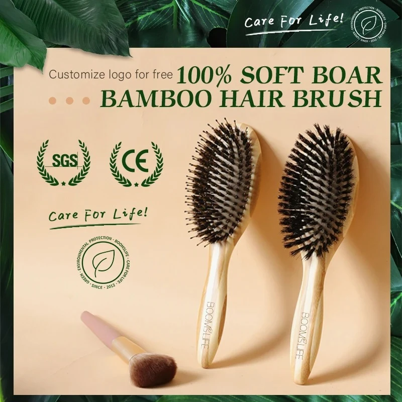 

Soft Boar Bristle Hair Brush Professional Women Bamboo HairBrush Massage Bamboo Comb for Hair Beauty Care Salon Tools