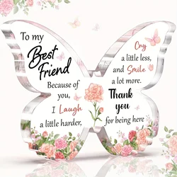 Bestie Gifts for Women, Friend Birthday Gifts, Friendship Gifts for Women - Butterfly Shaped Acrylic Decoration for Bestie