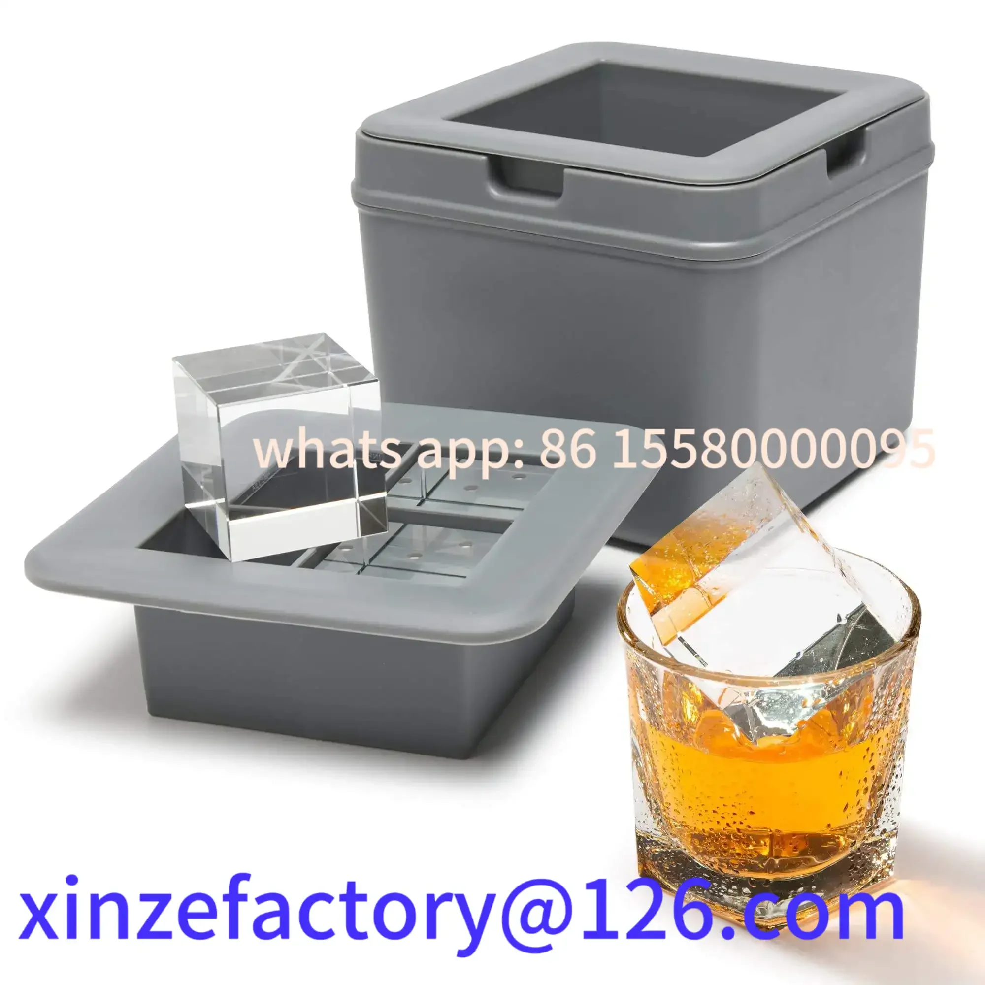 

Customizable 4 Large Square Crystal Clear Ice Cube Maker Easy Release