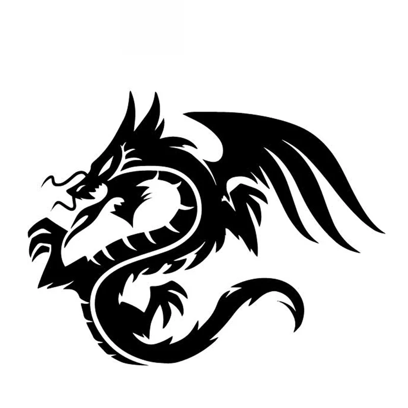 Dragon Myth Animal Decals High Quality Fashion Car Decoration Personality Pvc Waterproof Decals Black/white, 16cm*13cm