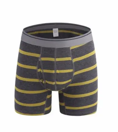 

Underwear Men plus Long mid waist cotton Men boxers striped Men underpants Front open Mens home underwear mens shorts