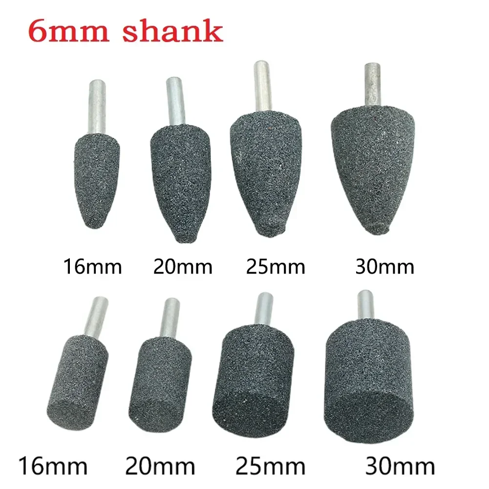 5 Pcs Grinding Wheel Polishing Bit 6mm Round Shank Cylindrical Conical Sharpening Head Tool For Grinder Rotary Tools Accessories