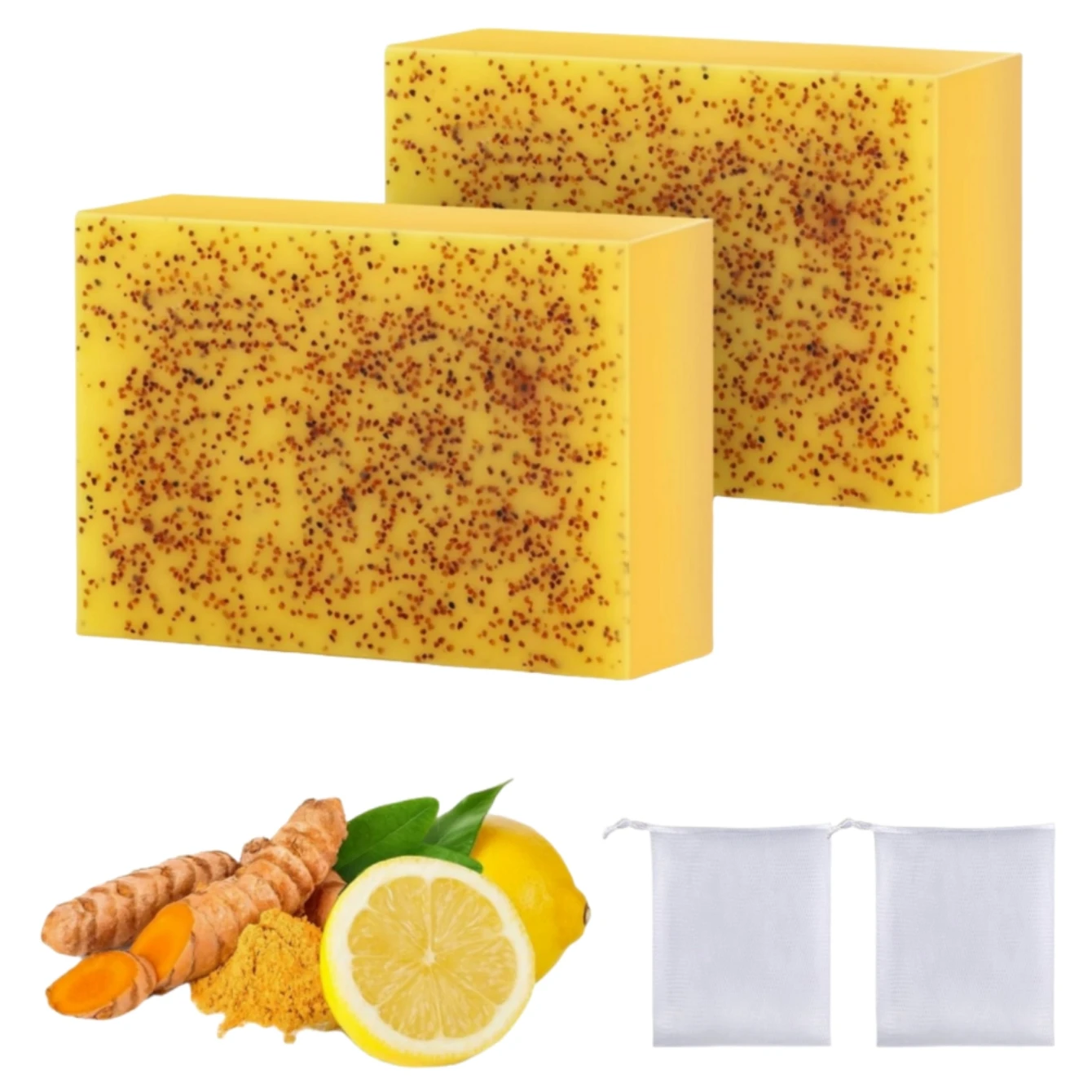 

1/2pcs Natural Lemon Turmeric Kojic Soap for Face & Body, Deep Cleansing for Smooth Skin, for Men & Women.