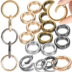 Fermoirs circulaires en métal pour sac, boucles à ressort, mousqueton rond, porte-clés à ressort, accessoires de bijoux à bricoler soi-même, 10 pièces/lot