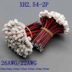 100 sztuk JST XH2.54 XH 2.54mm złącze kabla drutu 2 rozstaw pinów wtyk męski gniazdo długość drutu 26AWG 24AWG