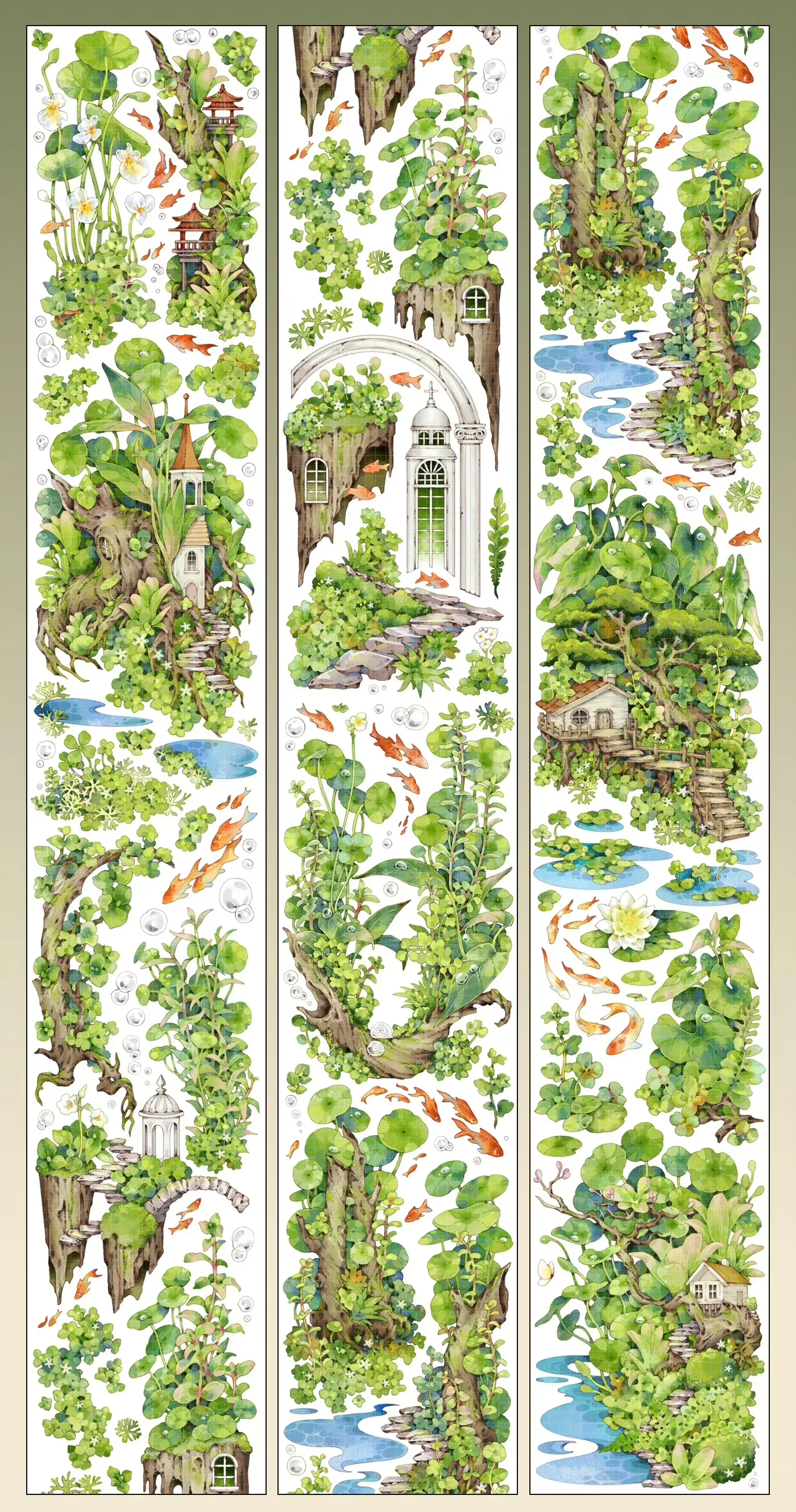 18 Designs Background Fish Girl Plants Shiny Washi Masking PET Tape Sample