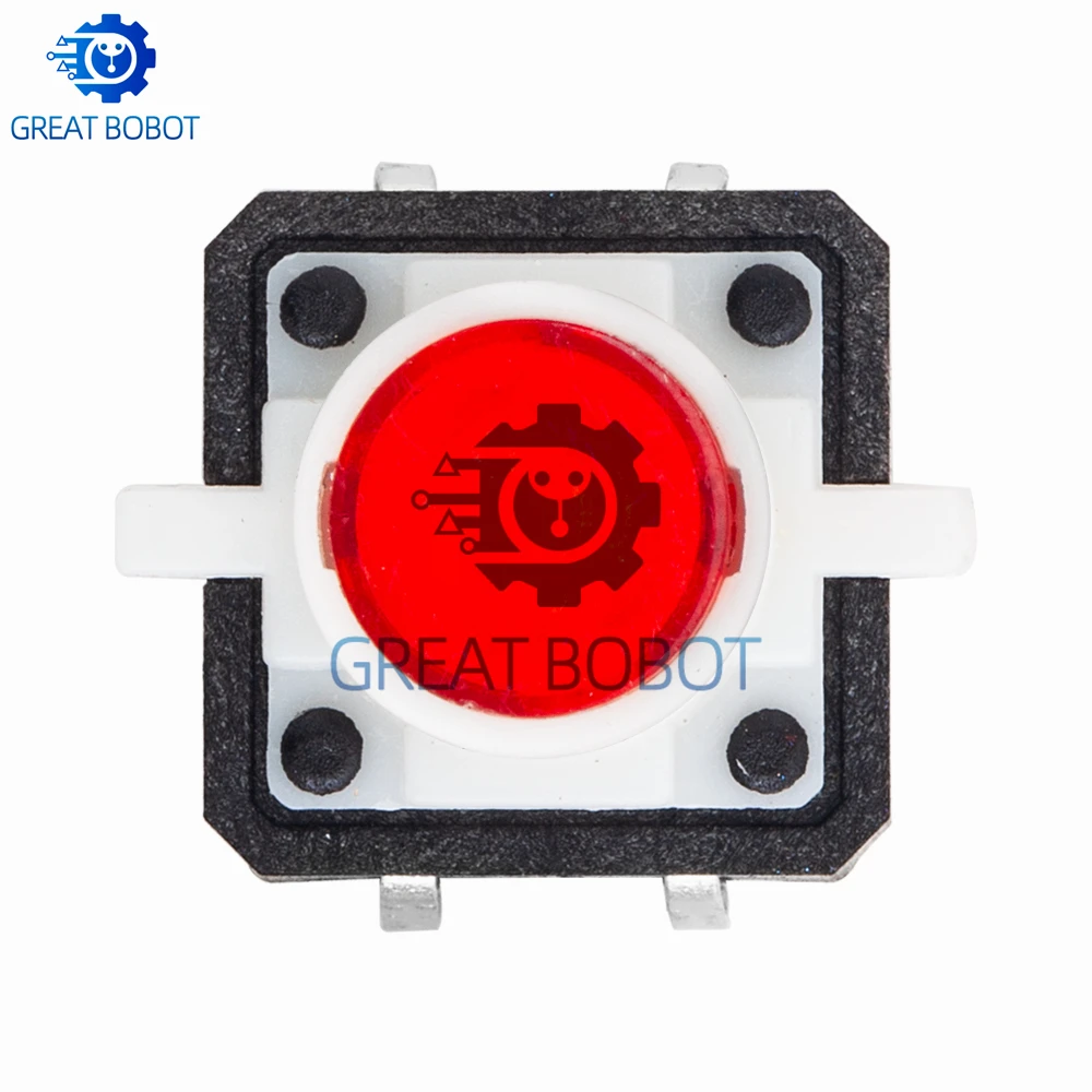 5PCS 12×12×7.3mm Multi‑Color LED Tactile Momentary Push Button Kit | Red‑White LED Tactile Switch
