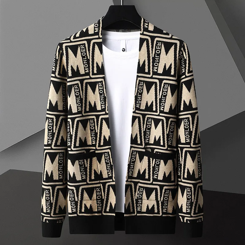 

2023 Fall Winter New Men Hip Hop Knit Streetwear Top Designer Fashion Trend Men's Letter Sweater Cardigan Soft Warm Jacket Coats