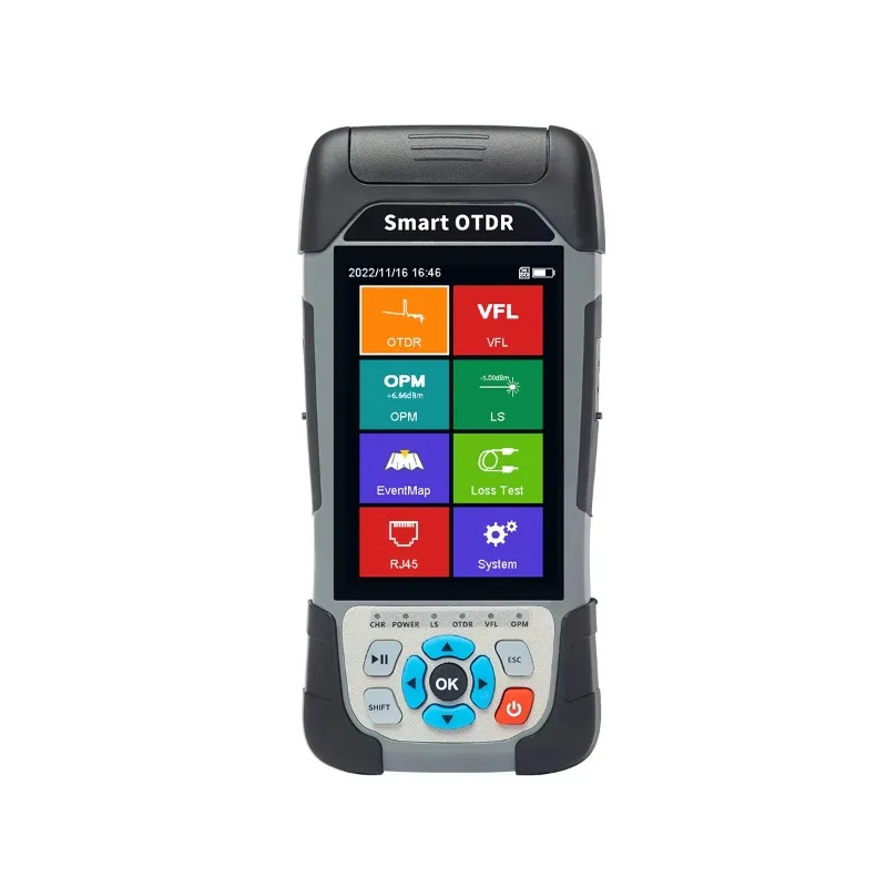 OTDR SR1000 Mini Fiber Tester 1610nm 22dB VFL OPM OLS Event Map RJ45 Cable Tester for FTTH Reflectometer