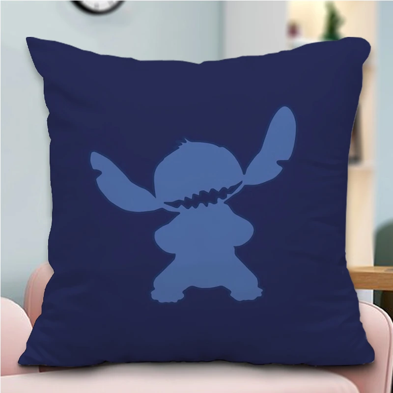 Disney Children's Bedroom Stitch Pillow Cushion Cover  Blue Cartoon Kindergarten Boys and Girls Birthday Christmas Gift