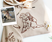 Custom Embroidered Dog Hoodie with Portrait from Your Pet's Photo, Personalized One-line Pet Sweatshirt, Gifts for Dog Lovers