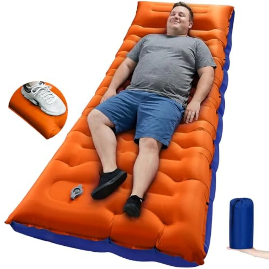 

Camping Sleeping Pad5.9 Inch Thick Camping Mat with Built in Pillow and Feet Pump Self Inflating Sleeping Pad for Camping Backp