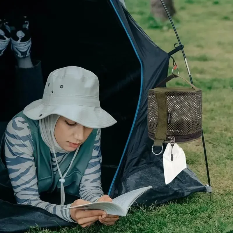 حقيبة مناديل للتخييم في الهواء الطلق، حقيبة تخزين ورقية قابلة للحمل مع خطاف، حامل مناديل معلق، حامل مناديل، مستلزمات التخييم