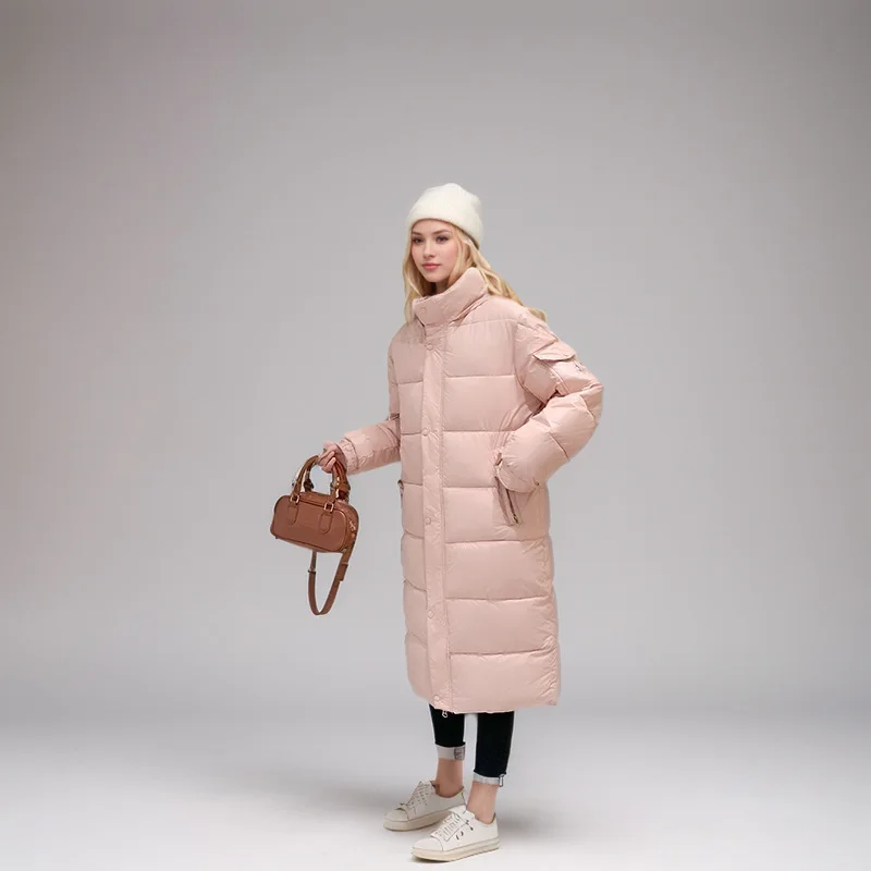 

Heavyweight Winter Female's Coat Geometric Print Multi Pockets Zipper Hooded Quilted Jacket For Lady Versatile Long Women's Coat