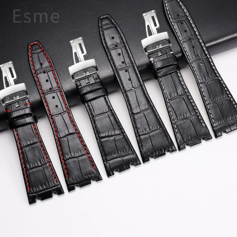 Per AP Audemars Piguet cinturino in pelle 26mm 15400 15703 Royal Oak Series cinturino in pelle bovina traspirante impermeabile interfaccia concava