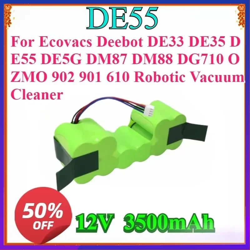 New 12V 3500mAh Ni-MH Battery for Ecovacs Deebot DE33 DE35 DE55 DE5G DM87 DM88 DG710 OZMO 902 901 610 Robotic Vacuum Cleaner
