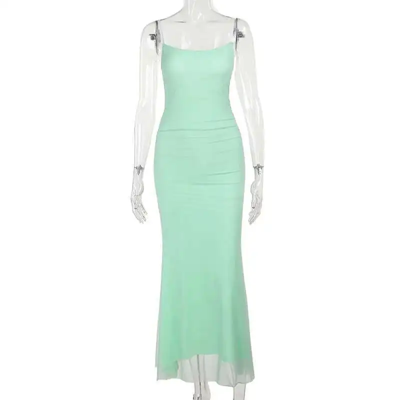 

Style Jy23560 Celebrity Stepmother Contrasting Color Suspender Dress Summer New Sexy Slim Fit Pure Desire Style Long Skirt for