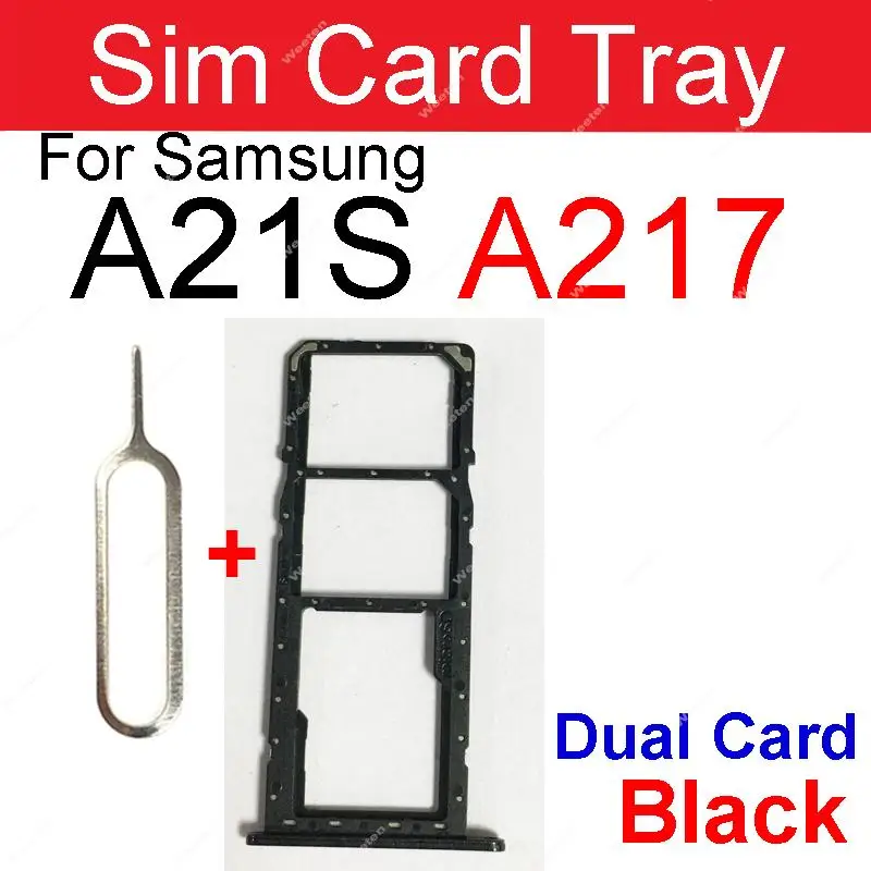 Dual & Single SIM Card Tray Holder For Samsung A21 A215U A21S A217F Sim Card Nano Card Slot Adapter Replacement Parts With Pin