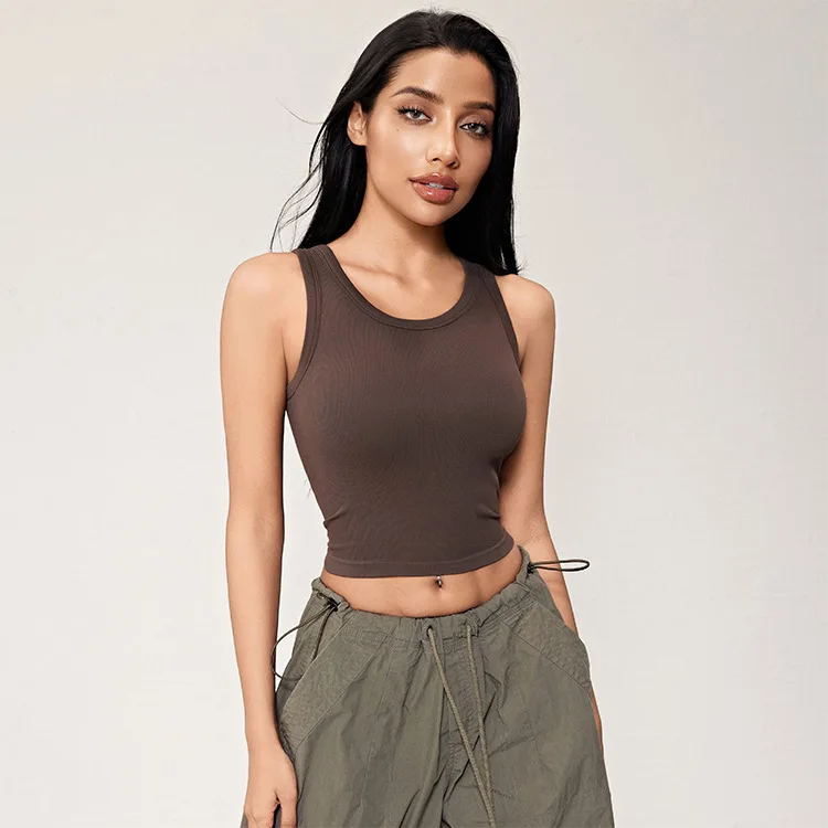 

Женский бесшовный спортивный бюстгальтер с одной чашкой, жилет для фитнеса с узкой талией, профессиональная тренировочная одежда для йоги от Hot Zero