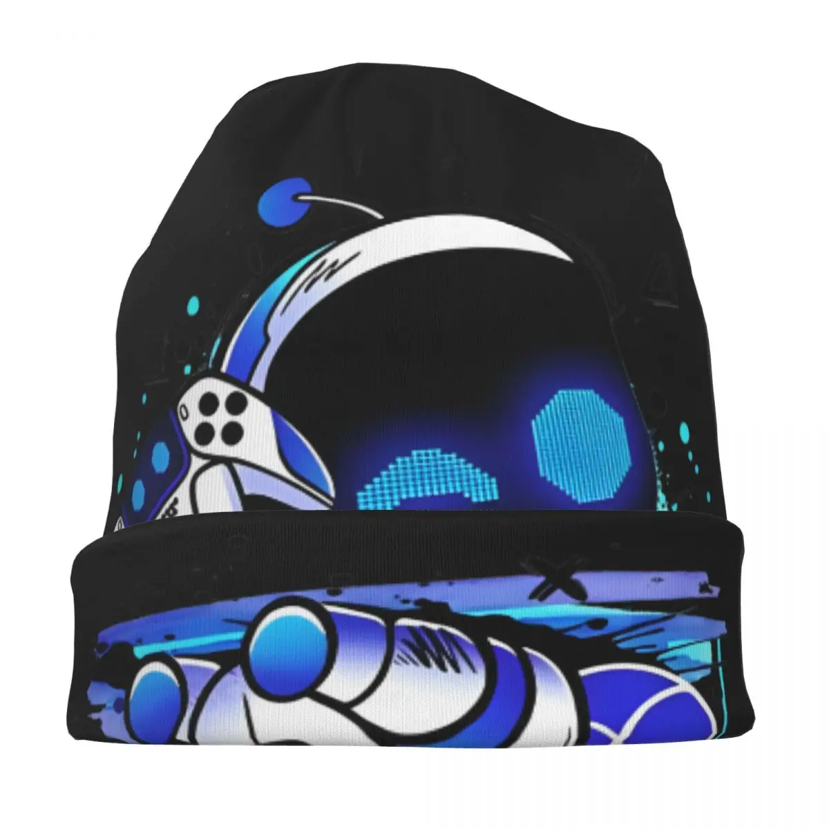 ASTRO BOT Watercolor Gamer Bot Bonnet Hat Autumn Winter Street Skullies Beanies Hat Unisex Spring Dual-use Caps