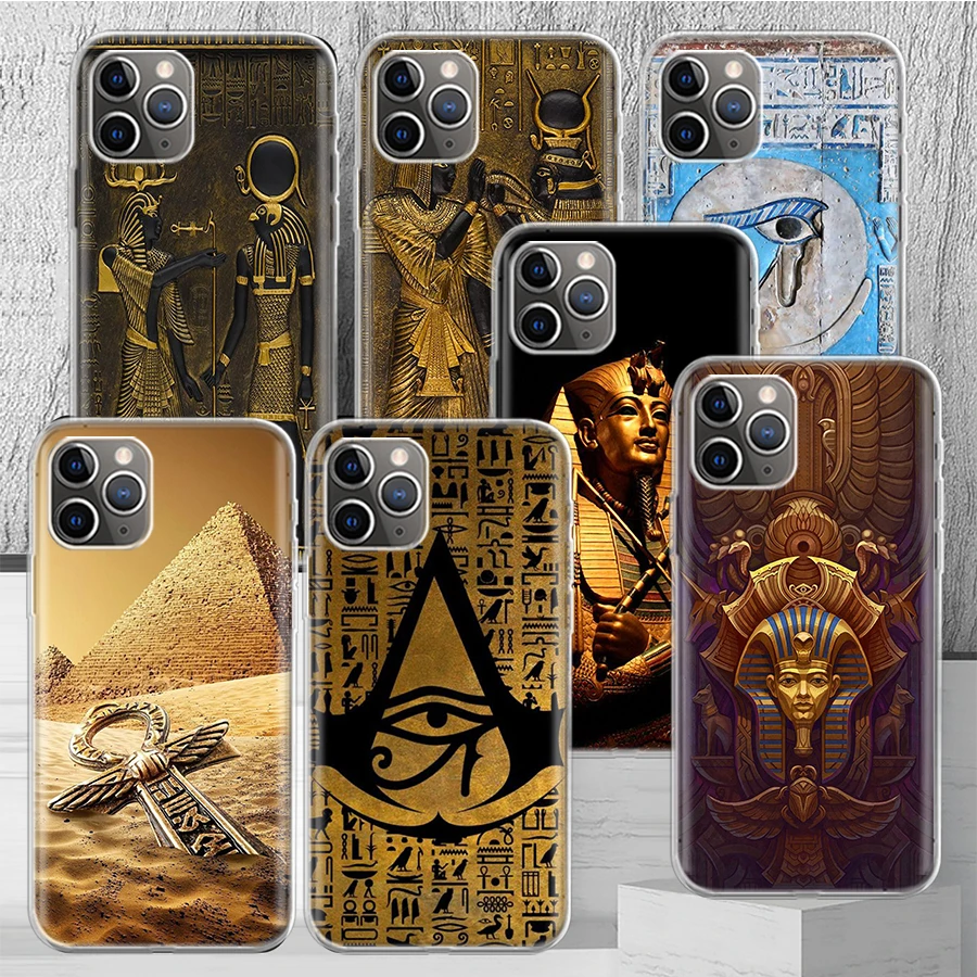 Egypt Nefertiti Anubis Ankh Pharaoh Phone Case Cover For iPhone 14 13 Pro 11 15 Art 12 XR X XS Max 7 8 6S Plus SE Soft Pattern