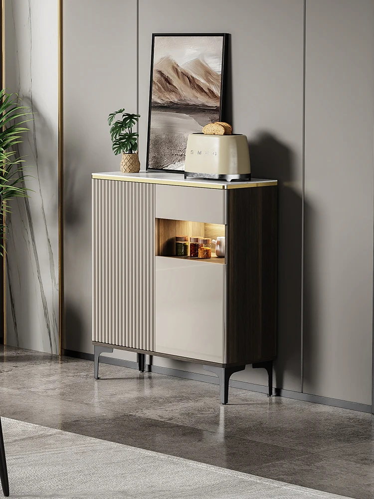 

Light luxury dining side cabinet Small size Italian living room porch rock slab locker against the wall Modern kitchen storage
