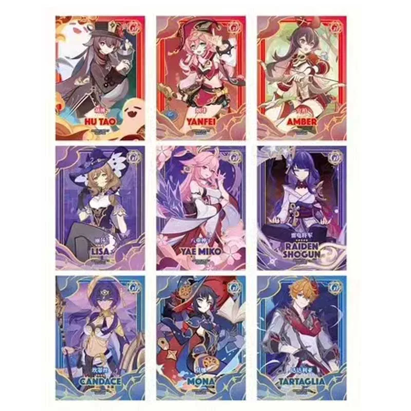 Official Genshin Impact Card Collection Wave 4 Holographic Metal Tickets Acrylic Standee Anime Artwork Gift