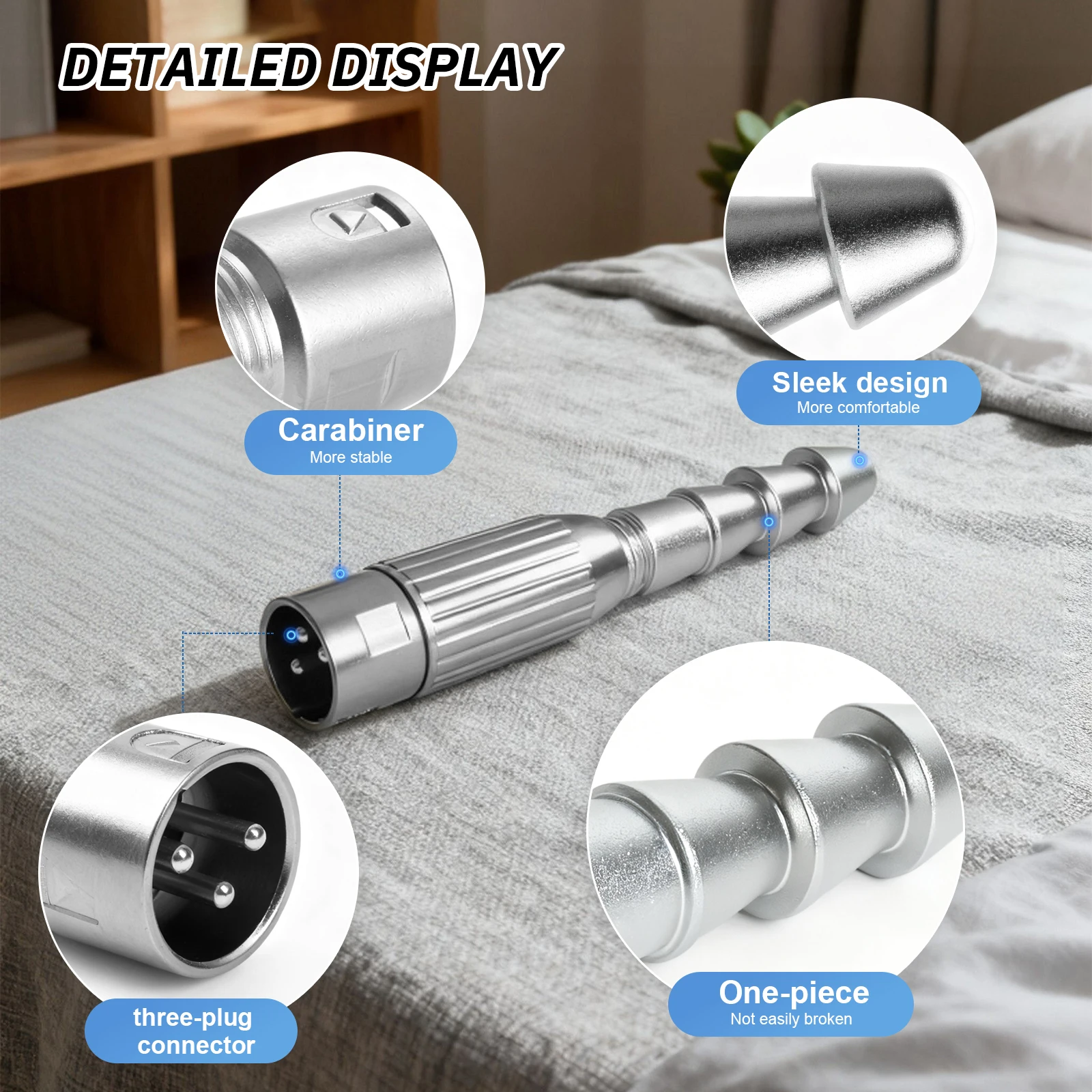 3XLR Male Quick Connector Metal 3XLR Plug for Telescopic Linear Actuator End Fitting, Reciprocating Motor Accessory