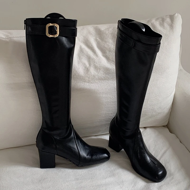 

Knee High Women's Boots High Heels Designer Shoes Fashion Chunky Winter High Boots 2025 New Luxury Pumps Femme Chelsea Boots