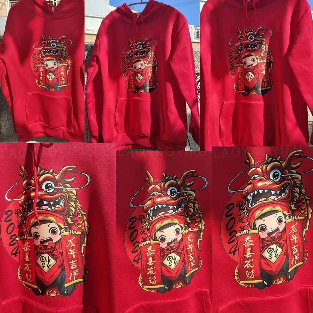 2024 Happy Chinese New Year  chinese dragon year Printed Hoodie The Year of The Dragon Gongxi Fat Choi for Men Women Pullovers