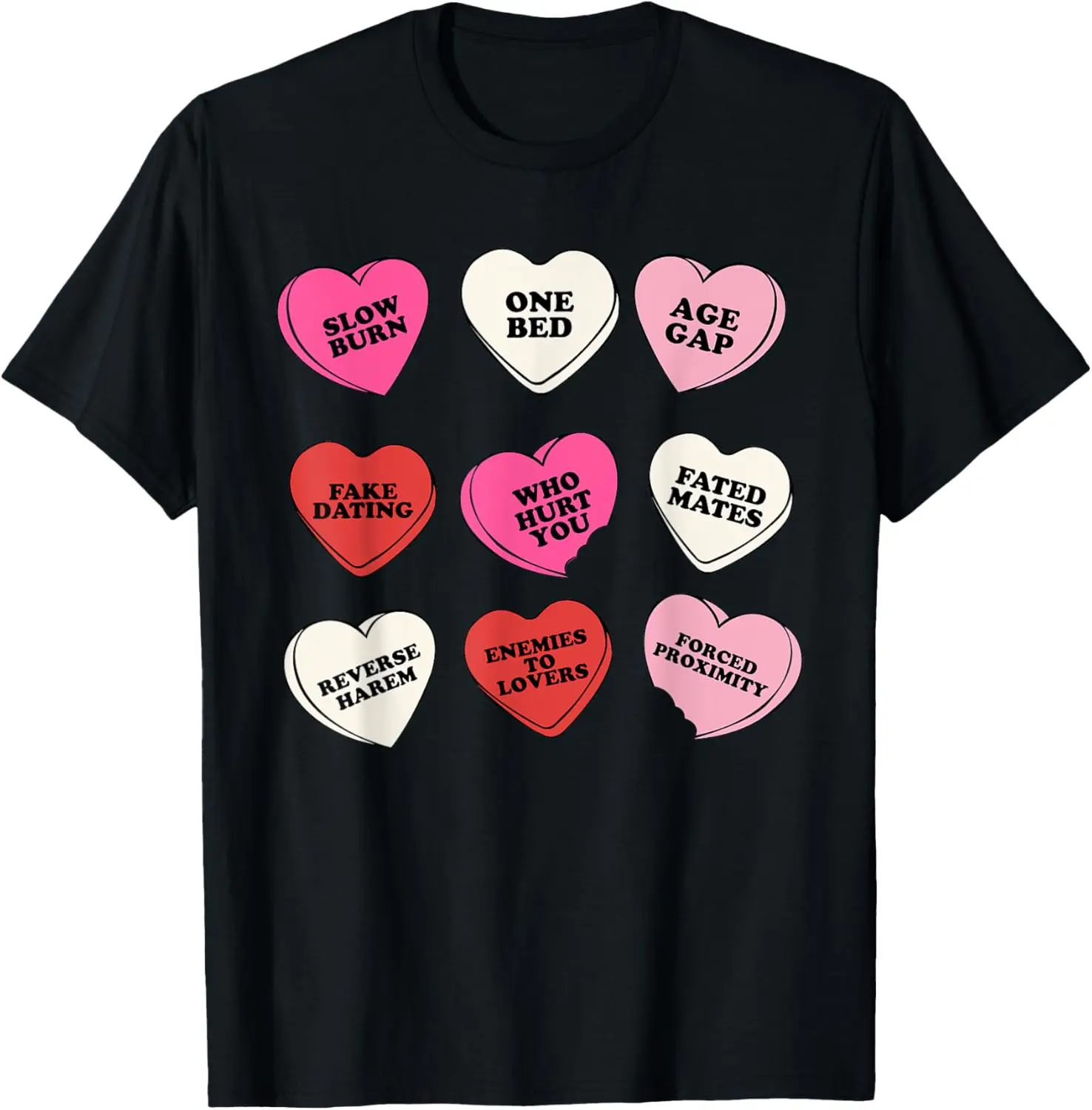 

Hearts Candy Happy Valentines Day For Bookish And Book Lover T-Shirt