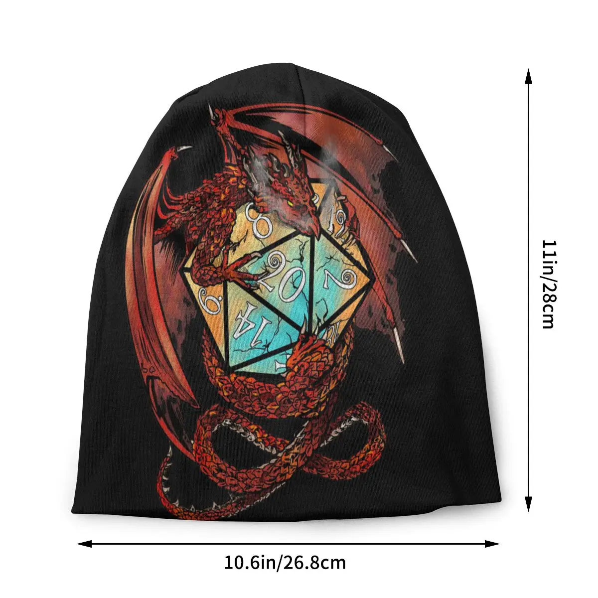 DnD Game Red Dragon Dice Men Women Beanies Outdoor Ski Cap Double Layer Fabric Bonnet Hat