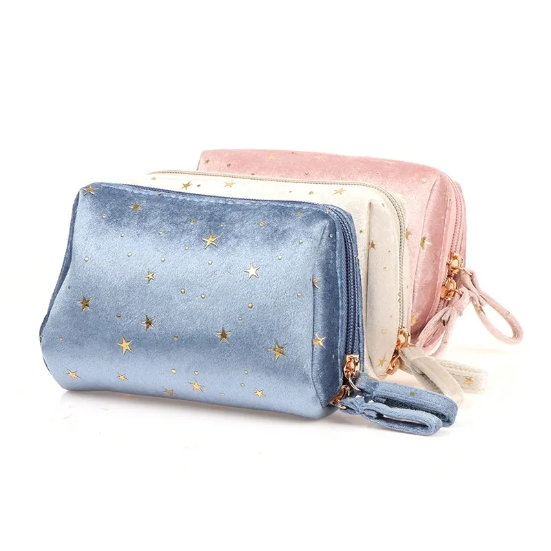 Cosmetic Bag Toiletry Package Women Travel Girl Vintage Soft Velvet Organizer Makeup Bags Lipstick Pouch Beauty Case Personality