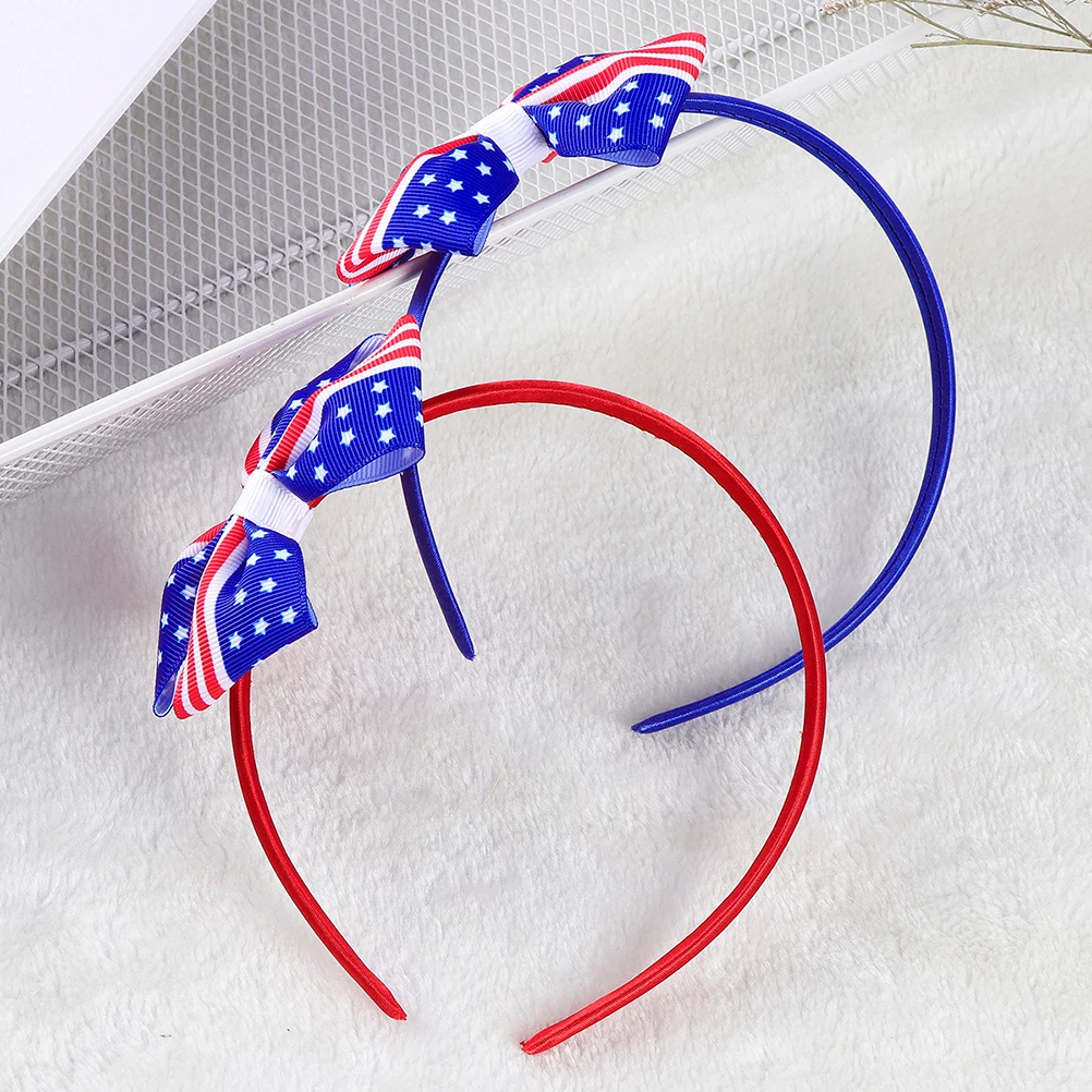 

6Pcs Flag Color Bowknot Hairpin Patriotic Accessories Kids Hair Ribbon Head Hoop Striped Design Sweet Comfortable Easy Wear