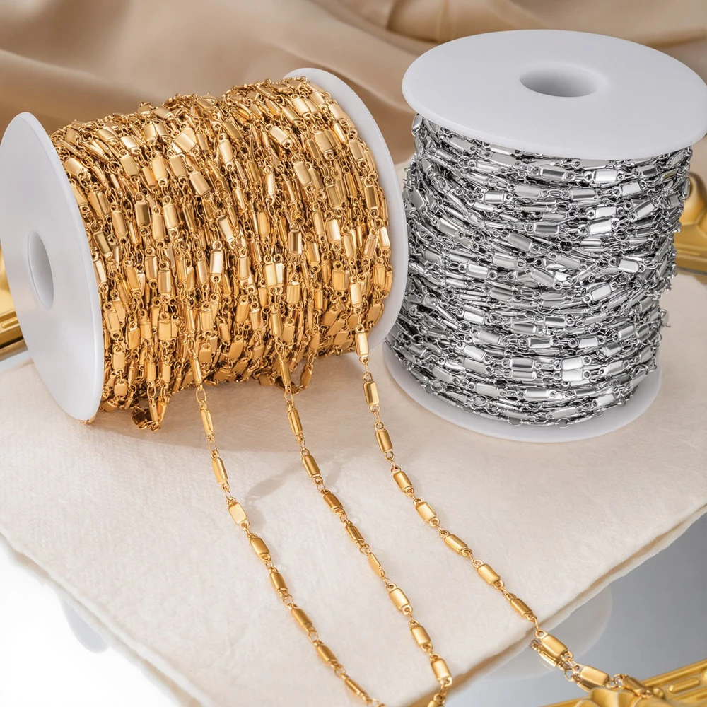 0,5 Meter/1 Meter Goldene Edelstahlkette für Schmuckherstellung Rechteckige Gliederkette für Herren Damen Halskette Armband DIY-Zubehör – Detail 4