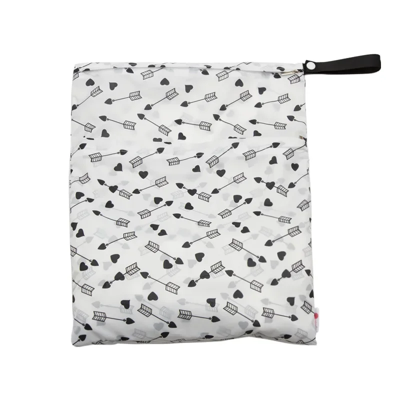 Printed Pocket Wet Bag Waterproof Reusable Nappy Bags Travel Baby Nappy Mini Size Wet Dry Bags Wet Bags 29x36cm Wholesale