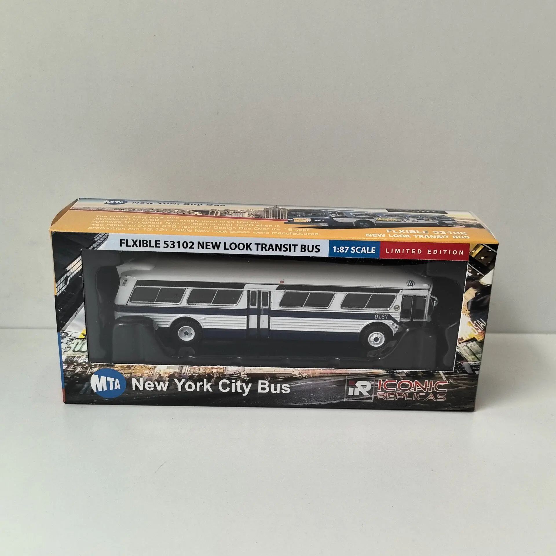 

Diecast IR HO 1/87 Scale MTA NEW YORK CITY BUS FLXIBLE 53102 15 Alloy Car Model
