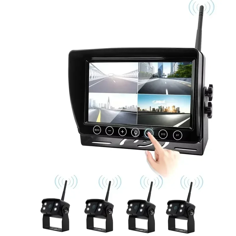 OEM 4 Channel 2.4Ghz AHD 1080P 7'' Lcd Night Vision Wireless Truck Camera With Rear View System