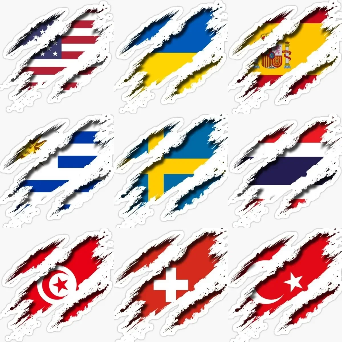 

Various National Flags Tearing Sticker Laptop Truck Window Accessories Camper Motorcycle Car Bicycle Glass Helmet Racing Decal