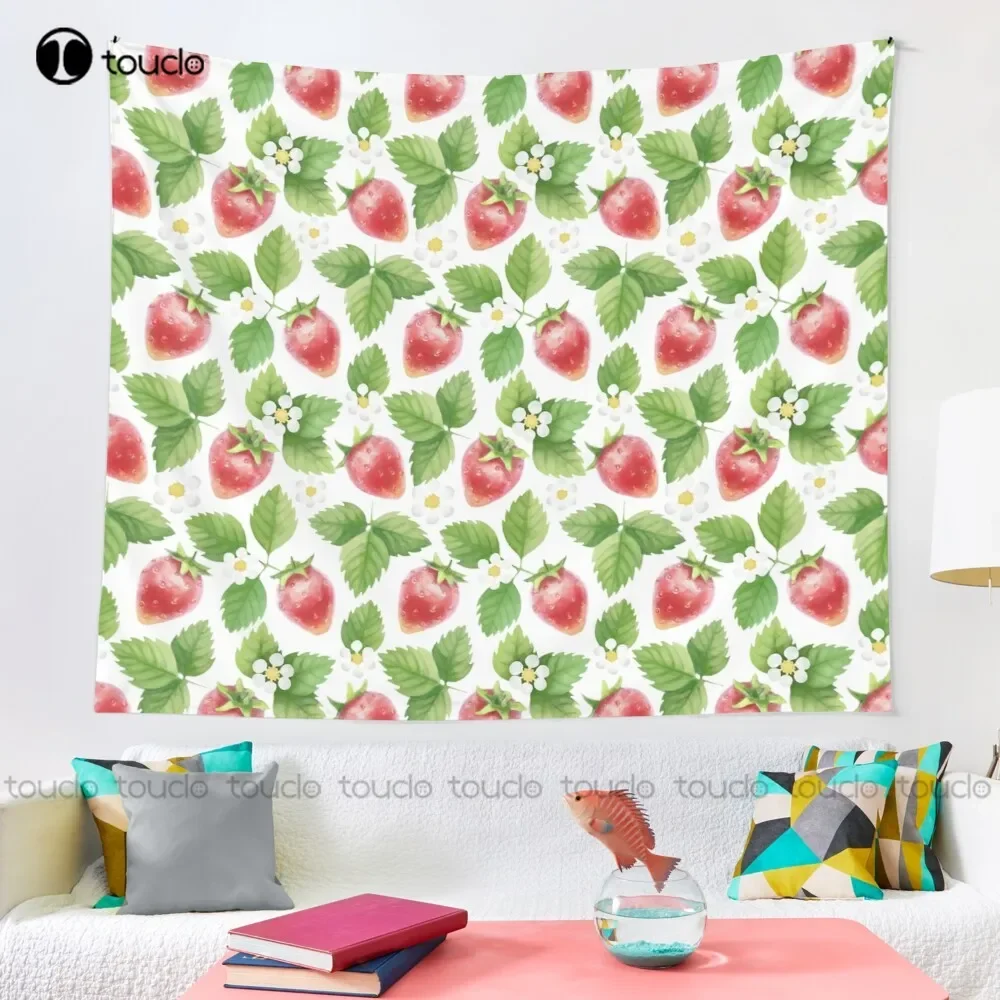 Strawberry Jam Food Green Summer Fresh Fruit Tapestry Tapestry Dark Blanket Tapestry Bedroom Bedspread Decoration Wall Covering