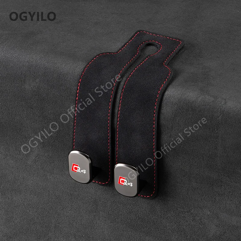 For Audi Q4 Car Seat Headrest Hook Suede Vehicle Hook Carbon Fiber Hanger Storage Organizer for Handbag Purse