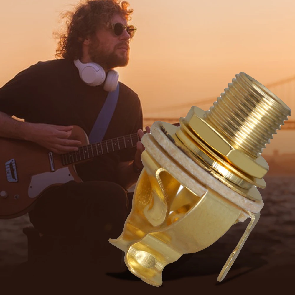 2 قطعة 1/4 بوصة 6.35 مللي متر الغيتار لاقط الناتج جاك الغيتار مقبس ستيريو أجزاء الغيتار مونو مقبس متفرع ل باس الغيتار الكهربائي #1