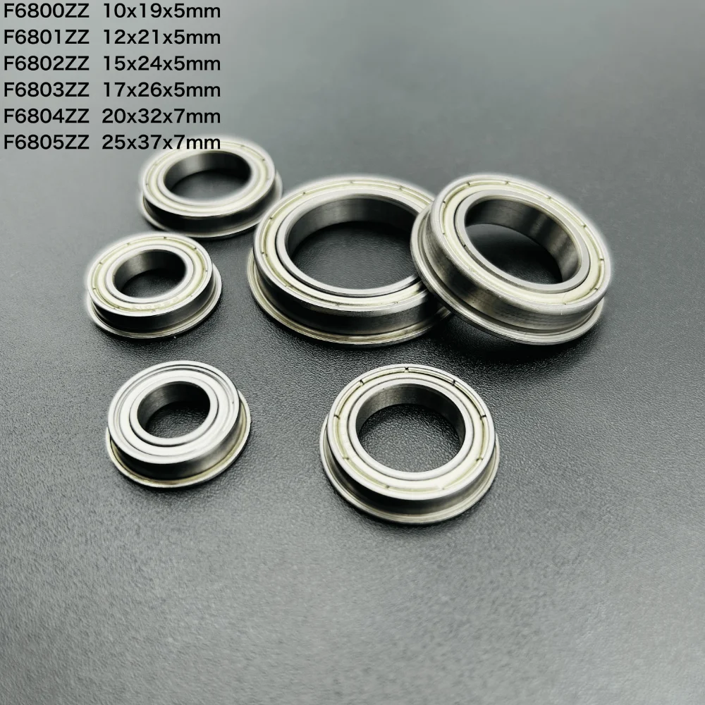 2-10Pcs/Lot F6800ZZ , F6801ZZ , F6802ZZ , F6803ZZ , F6804ZZ , F6805ZZ Thin Wall Flange Deep Groove Ball Miniature Bearing