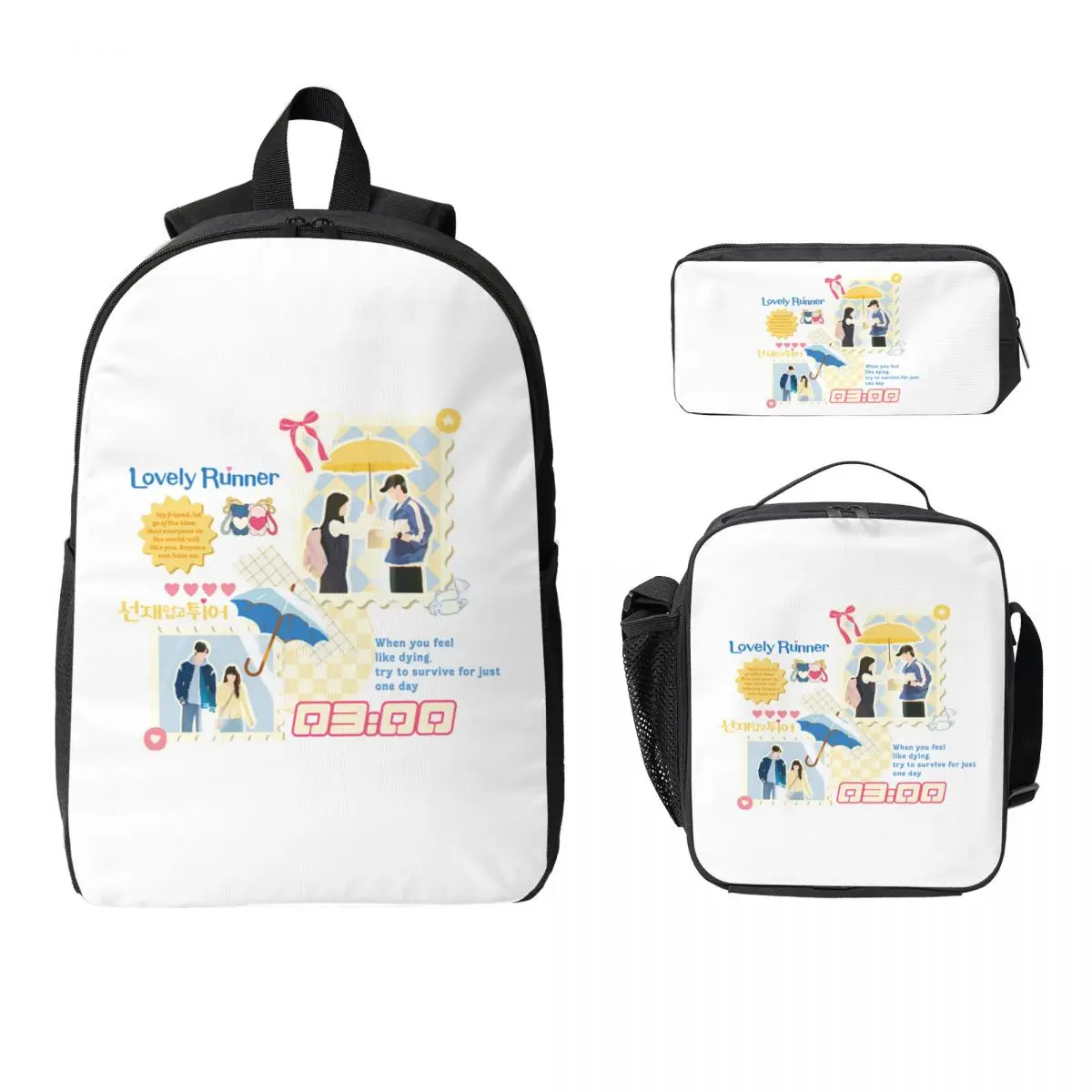 

Lovely Runner Kdrama Backpack Student BookBag School Bag Laptop Shoulder Bags 3ps Insulated Lunch Bag Pencil Case