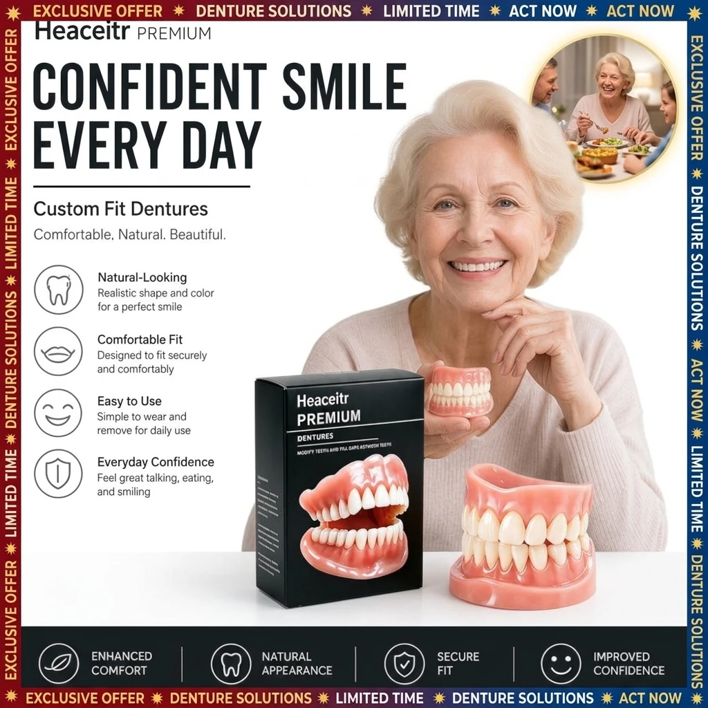 Premium Custom Upper & Lower Full Mouth Silicone Dentures, Lifelike Natural Teeth All-Day Comfort Boost Confidence & Oral Care