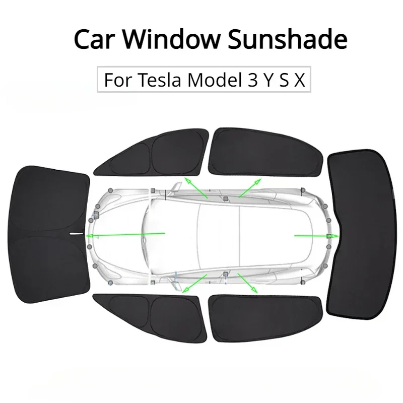 Parasol de ventana de coche para Tesla Model 3 Y S X, engranaje de parabrisas delantero Y trasero, aislamiento térmico, cortina de privacidad,