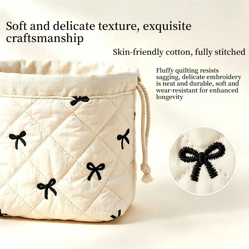 Kordelzugbeutel mit Blumenmuster, große Kapazität, Kosmetiktasche, tragbarer Make-up-Organizer für Reisen, Fitnessstudio, Zuhause und Toilettenartikel. – Detail 4