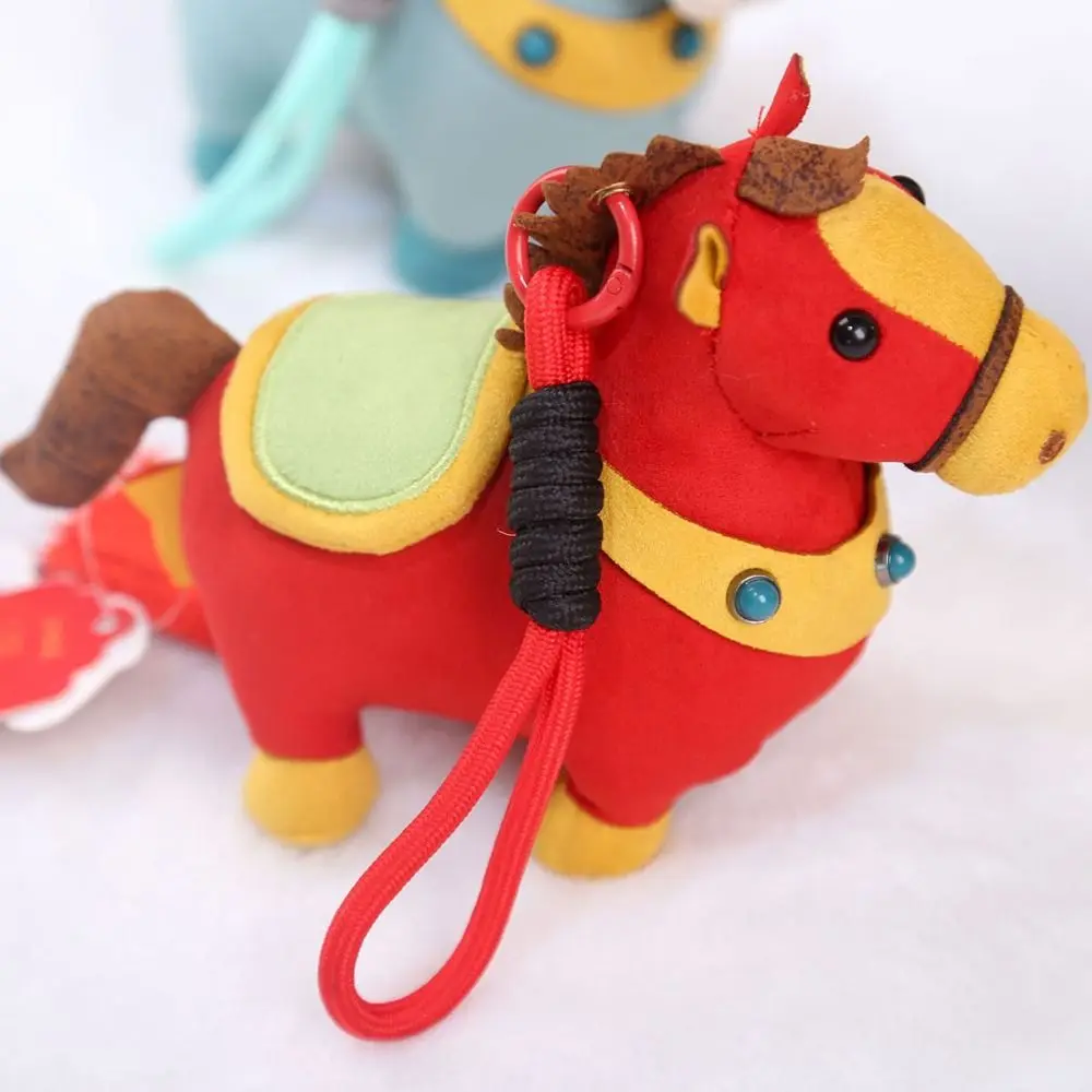 Cartoon Neujahr Maskottchen Pferd Plüsch Puppe bestickt 14 cm Pferd Jahr Maskottchen Puppe Plüsch Pony Anhänger Kind Geschenk
