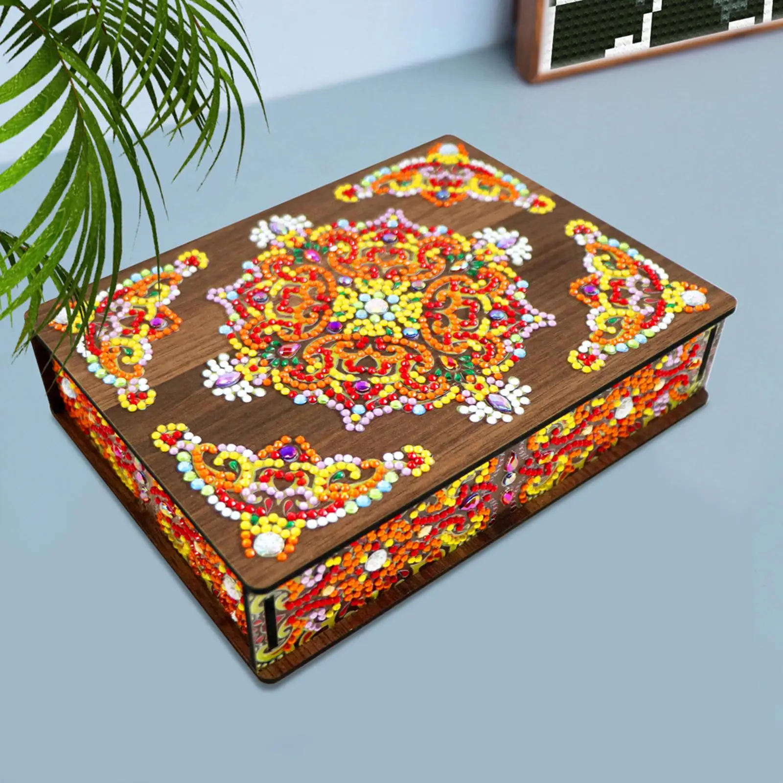 

Classic Mandala Diamond Painting Jewelry Box DIY Special Shaped Drill Wood Case